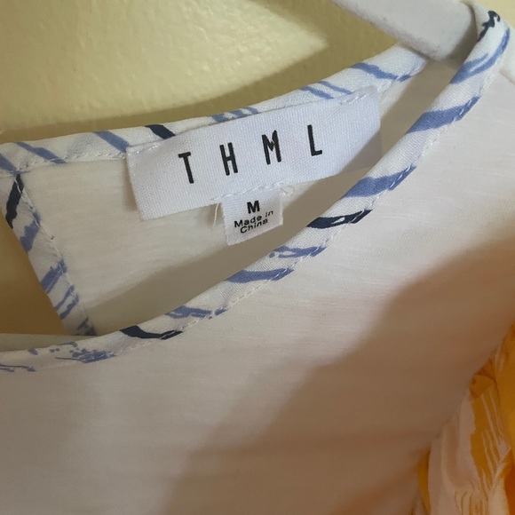 THML Yellow Angel Sleeved White Top Medium new no tags - Picture 4 of 5